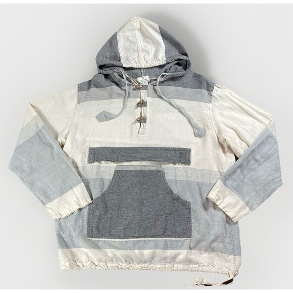 Ark Imports Nepalese 100% Cotton Color block Hoodie Men’s Size Large - Picture 1 of 7